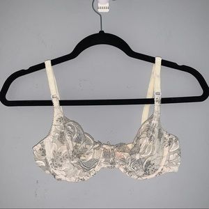 felina white and gray lace vintage underwire bra